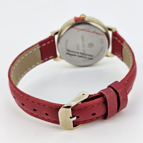 Sailor Jane Women's Watch 34MM Women Face Dial Gold Case Red Leather Bands - Picture 10 of 14